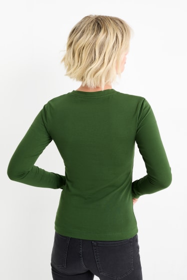 Damen - Basic-Langarmshirt - dunkelgrün