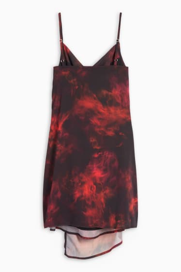 Damen - Drapiertes Kleid - gemustert - schwarz