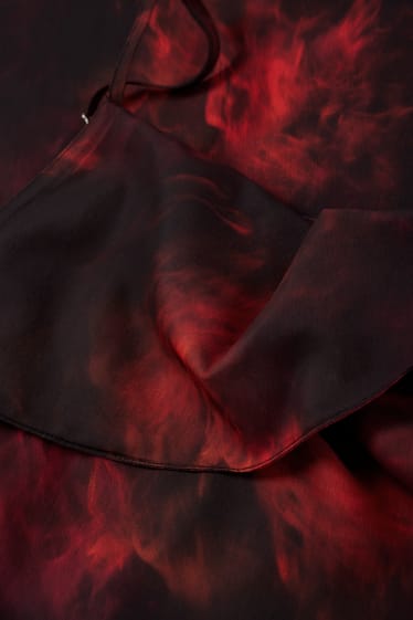 Damen - Drapiertes Kleid - gemustert - schwarz