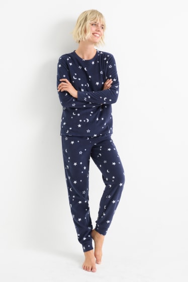 Femmes - Pyjama en polaire - à motif - bleu foncé