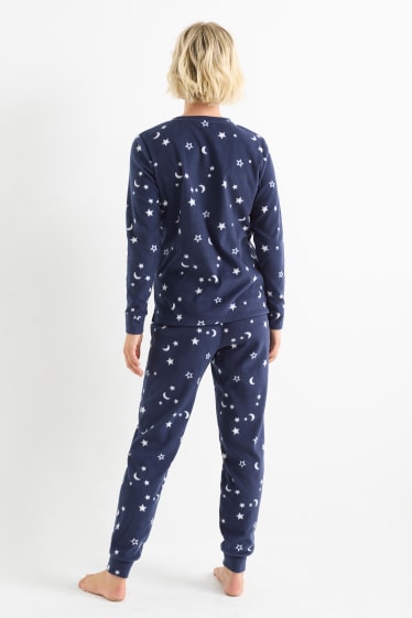 Femmes - Pyjama en polaire - à motif - bleu foncé