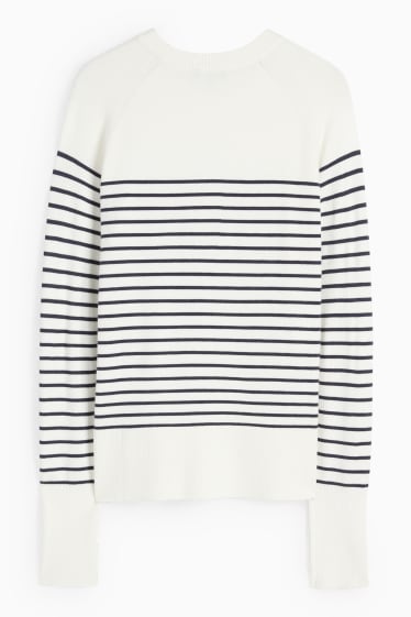 Dona - Jersei de punt fi - de ratlles - blau/crema