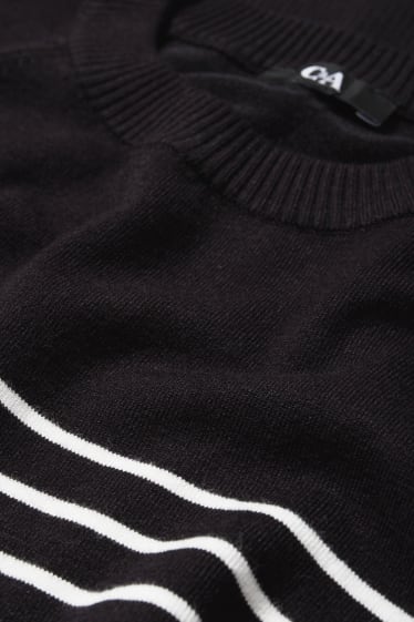 Kobiety - Sweter z cienkiej dzianiny - w paski - czarny