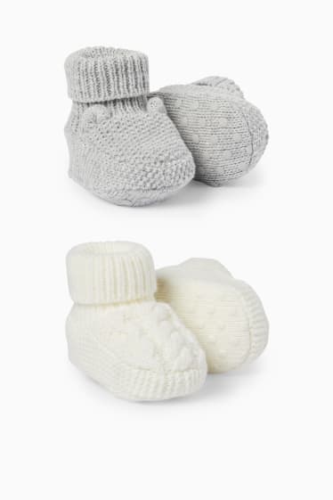 Baby Mädchen - Multipack 2er - Bärchen - Baby-Krabbelschuhe - grau / beige
