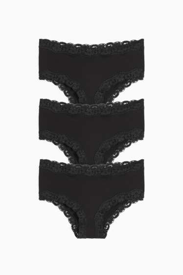 Damen - Multipack 3er - Hipster - schwarz