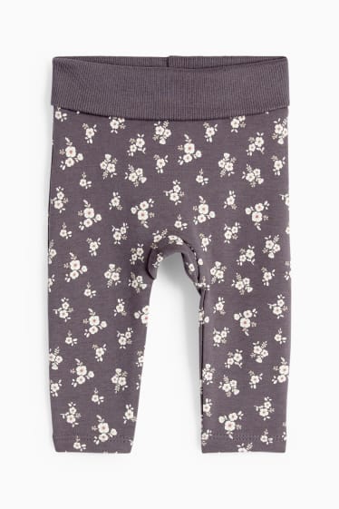 Baby Girls - Flowers - baby outfit - 2 piece - gray / beige