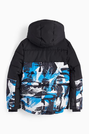 Bambini - Giacca da sci con cappuccio - impermeabile - fantasia - nero