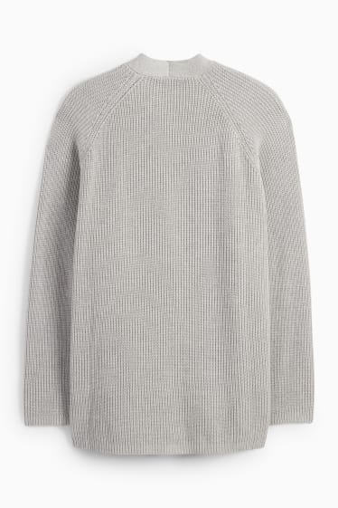 Donna - Cardigan - a coste - grigio chiaro