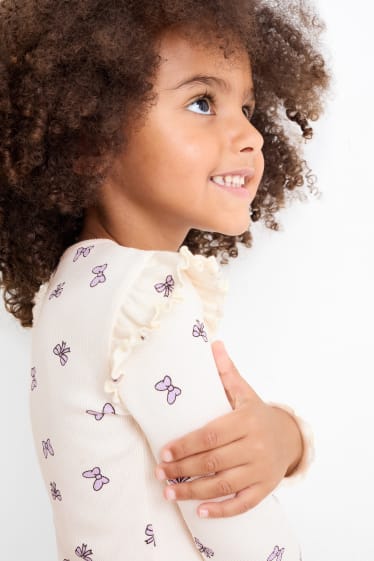 Kinder Mädchen - Minnie Maus - Langarmshirt - gemustert - beige