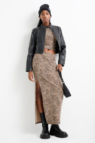 Women - Skirt - leopard print - light brown