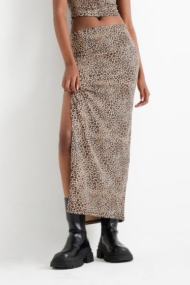 Women - Skirt - leopard print - light brown