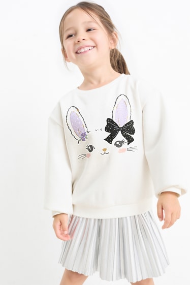 Kinderen: meisjes - Haas - sweatshirt - crèmekleurig