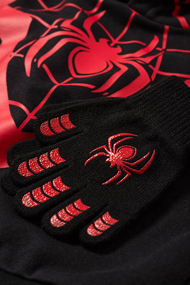 Kinder Buben - Halloween - Spider-Man - Set - Hoodie und Handschuhe - schwarz
