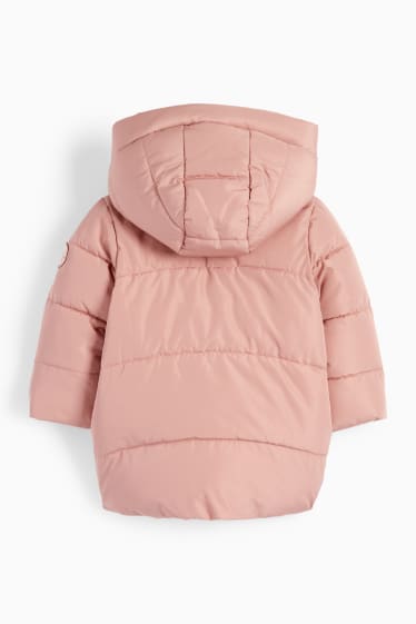 Baby Mädchen - Häschen - Baby-Steppjacke mit Kapuze - pink