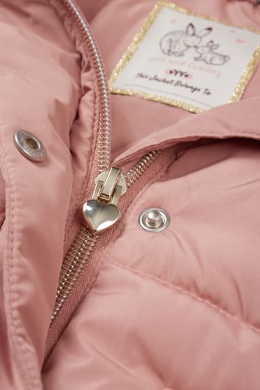 Baby Mädchen - Häschen - Baby-Steppjacke mit Kapuze - pink