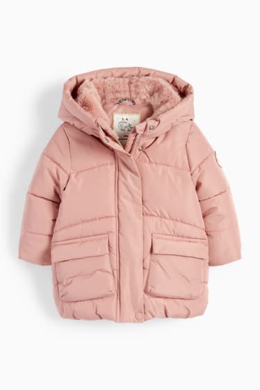 Baby Mädchen - Häschen - Baby-Steppjacke mit Kapuze - pink