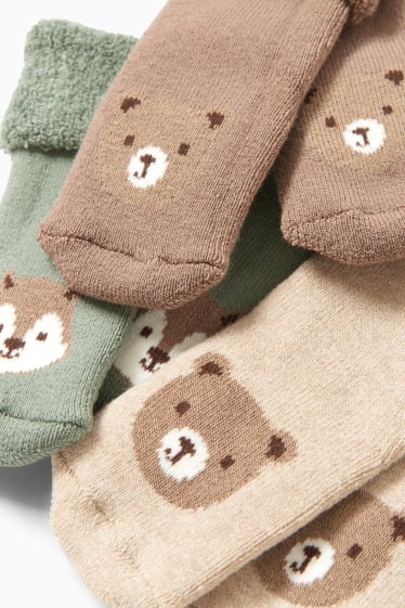 Neonati - Confezione da 3 - animali selvatici - calze con motivo per neonati - beige