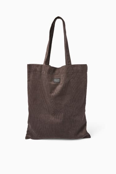 Uomo - Borsa in velluto a coste - marrone scuro