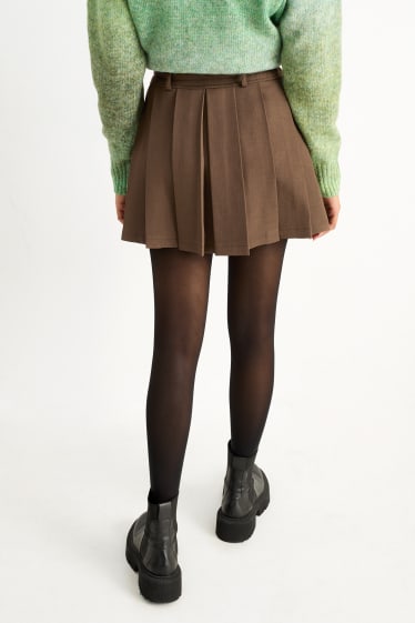 Damen - Skort mit Gürtel - braun