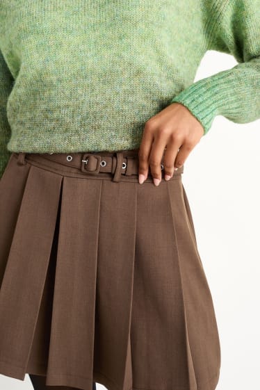 Damen - Skort mit Gürtel - braun
