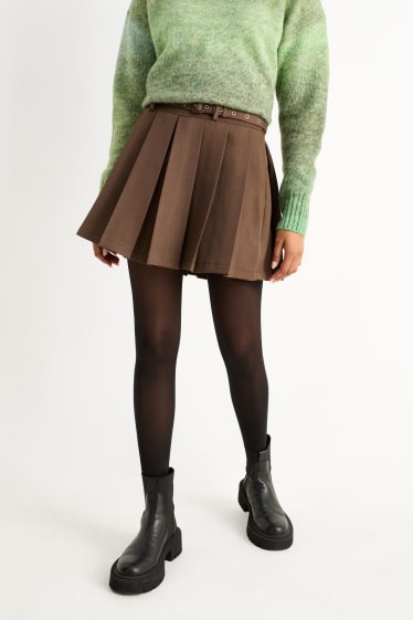 Damen - Skort mit Gürtel - braun