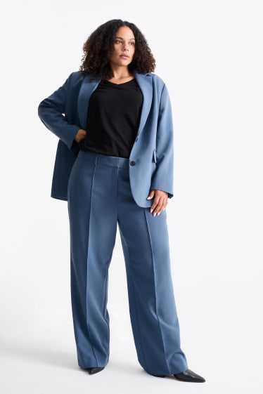 Femmes - Pantalon de toile - high waist - wide leg - turquoise foncé