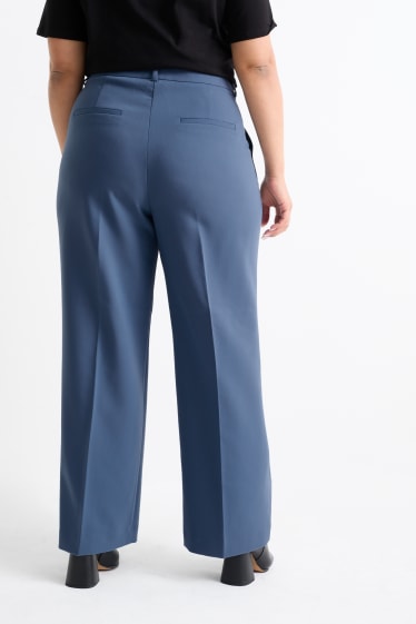Femmes - Pantalon de toile - high waist - wide leg - turquoise foncé