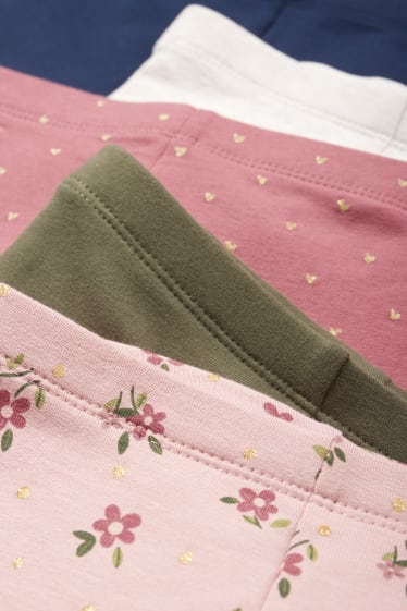 Kinderen: meisjes - Set van 5 - bloemen - thermolegging - roze