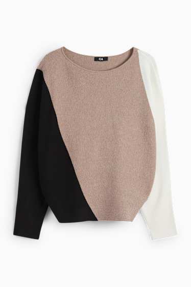 Women - Jumper - ribbed - beige