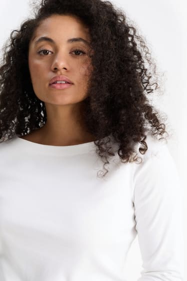 Femmes - Lot de 2 - hauts basiques à manches longues - noir / blanc