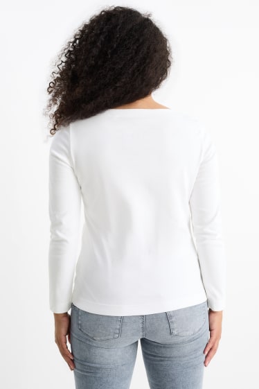 Femmes - Lot de 2 - hauts basiques à manches longues - noir / blanc