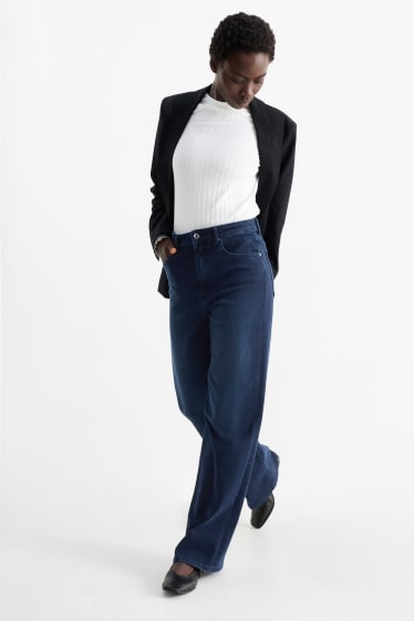 Damen - Wide Leg Jeans - High Waist - dunkeljeansblau
