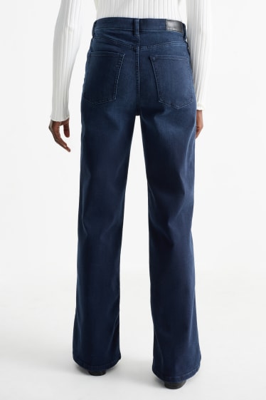 Damen - Wide Leg Jeans - High Waist - dunkeljeansblau