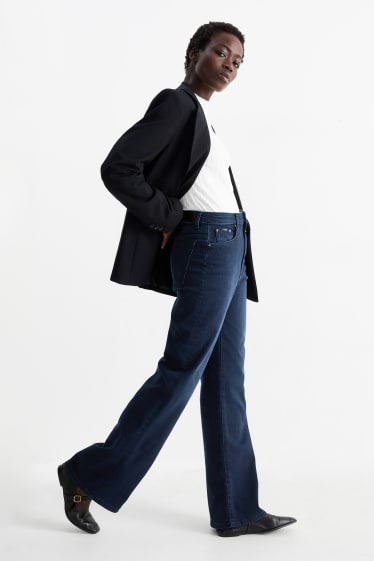 Damen - Wide Leg Jeans - High Waist - dunkeljeansblau