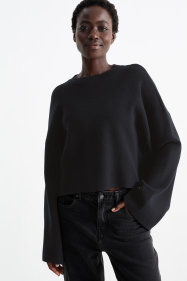 Women - Cropped jumper - black