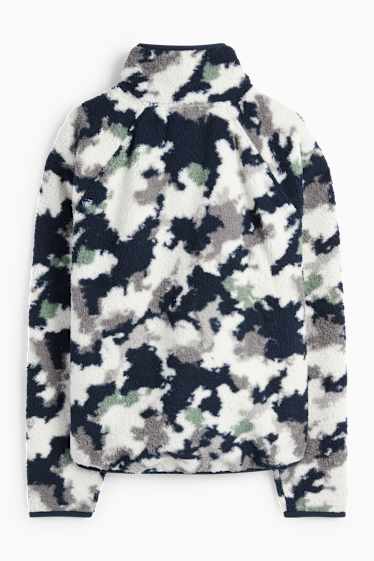 Damen - Thermo-Fleecejacke - gemustert - dunkelblau