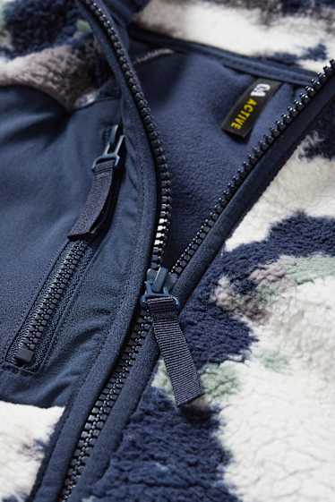 Damen - Thermo-Fleecejacke - gemustert - dunkelblau