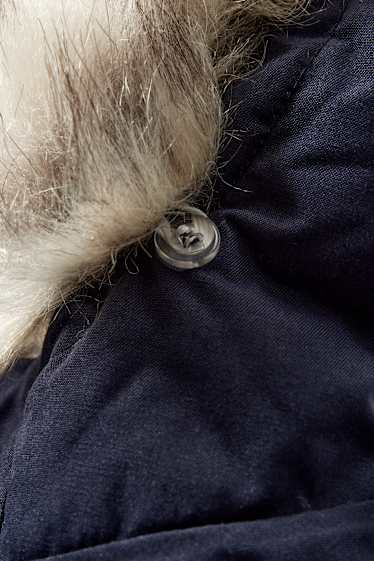 Bambine - Giacca con cappuccio ed ecopelliccia - impermeabile - blu scuro