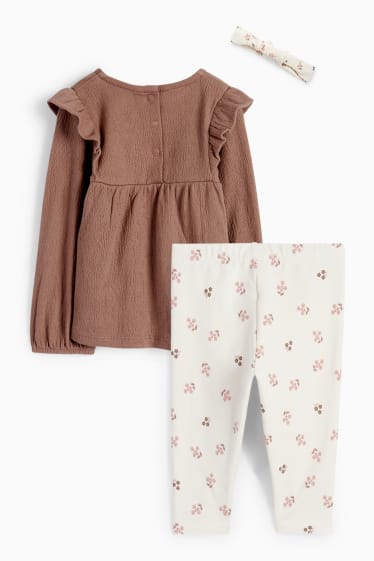 Bébés filles - Petites fleurs - ensemble bébé - 3 pièces - marron foncé