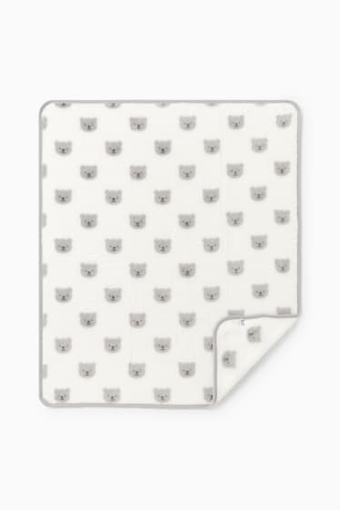 Baby Jungen - Bärchen - Baby-Decke - 100 x 85 cm - weiß