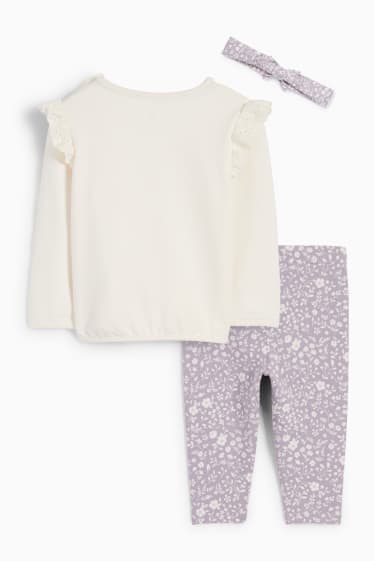 Baby Mädchen - Bambi - Baby-Outfit - 3 teilig - cremeweiß