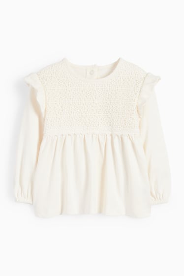 Baby Mädchen - Blümchen - Baby-Outfit - 3 teilig - cremefarben