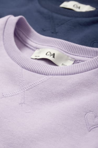 Enfants filles - Lot de 2 - cœurs - sweats - violet clair
