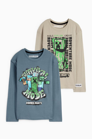 Bambini - Confezione da 2 - Minecraft - maglia a maniche lunghe - turchese