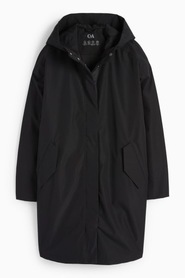 Damen - Regenjacke mit Kapuze - wasserdicht - schwarz