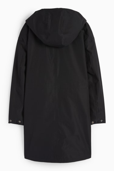 Damen - Regenjacke mit Kapuze - wasserdicht - schwarz