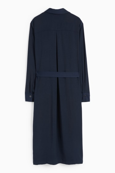 Dames - Blousejurk met riem - donkerblauw