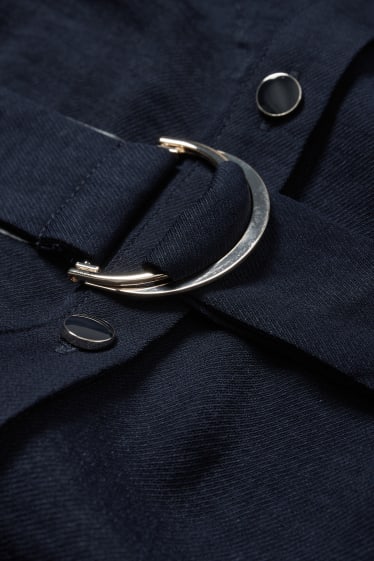 Dames - Blousejurk met riem - donkerblauw