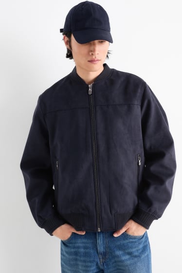 Heren - Blouson - imitatiesuède - donkerblauw
