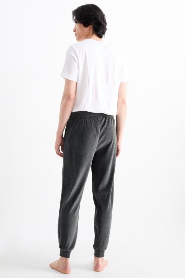 Uomo - Pantaloni pigiama di spugna - grigio scuro